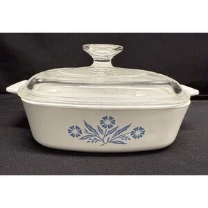 Corningware White Dish with Blue Floral Pattern